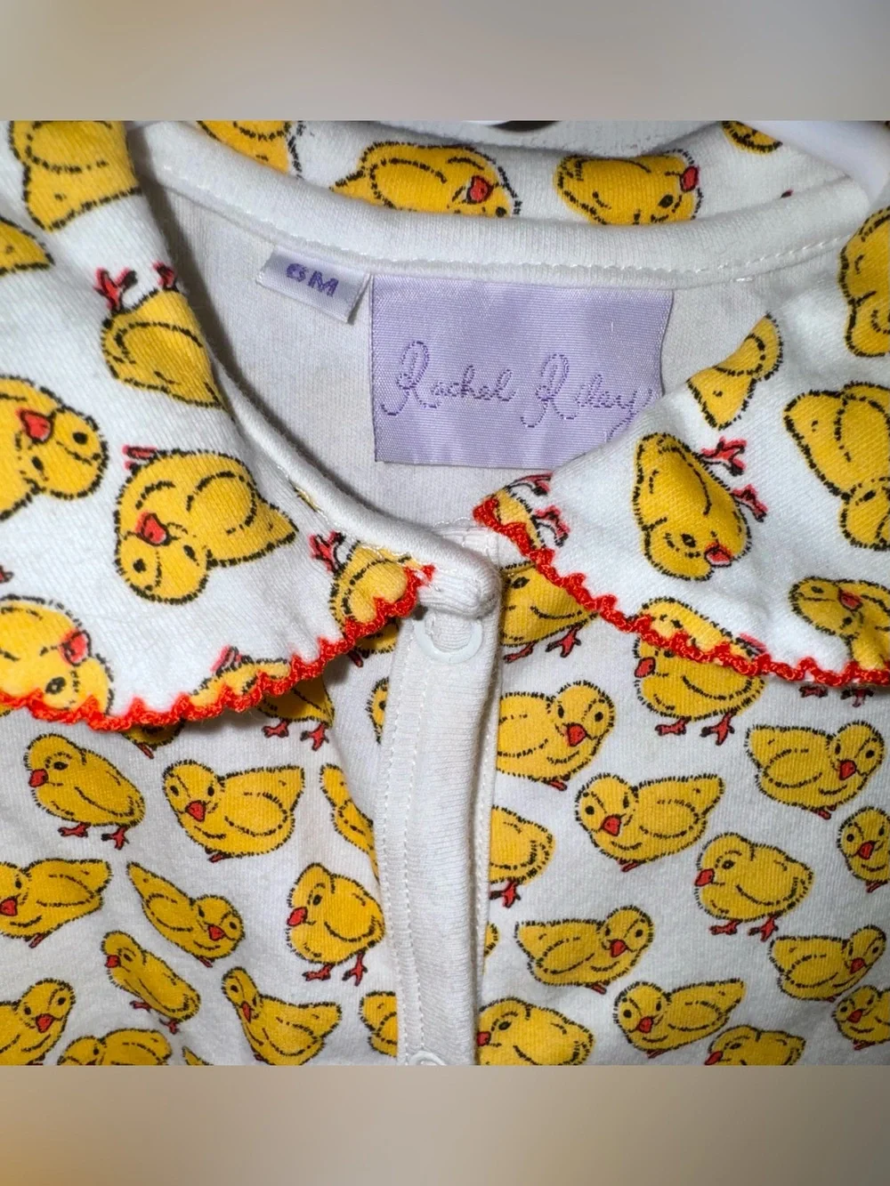 Rachel Riley Yellow Chick Print Footed One-Piece 6 months